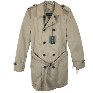 NWT Womens Size 12 Lauren Ralph Lauren Beige Belted Spring Trench Coat NEW